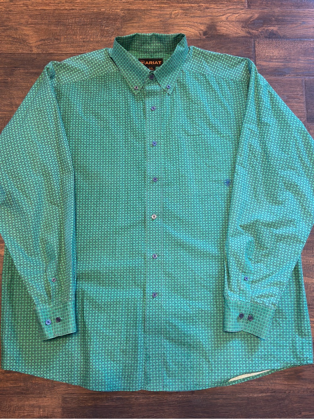 Ariat Men's Teal Green Micro-Pattern Button-Down Shirt